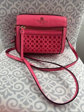kate spade Hot Pink Perforated Leather Crossbody Bag